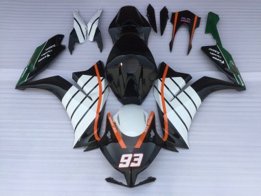 93 Baracuda Blanc & Noir 12-16 Honda CBR1000RR Carénage Moto
