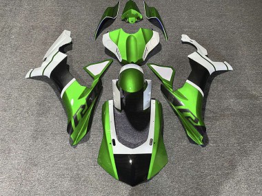 Accents Verts & Fibre De Carbone 15-19 Yamaha R1 Carénage Moto