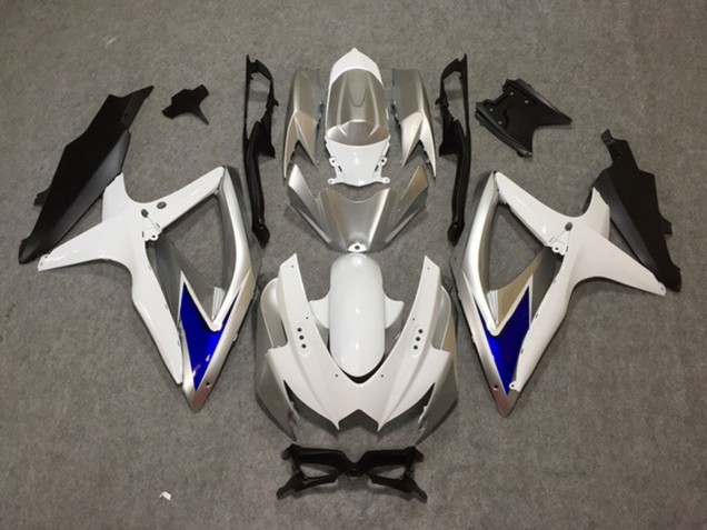 Argent Blanc Bleu 08-10 Suzuki GSXR 600-750 Carénage Moto