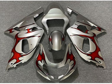 Argent Brillant & Rouge 01-03 Suzuki GSXR 600-750 Carénage Moto