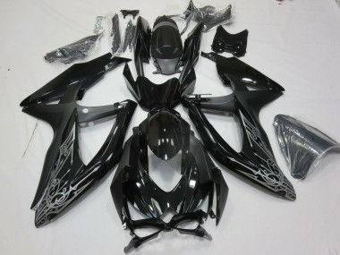Argent & Noir 08-10 Suzuki GSXR 600-750 Carénage Moto