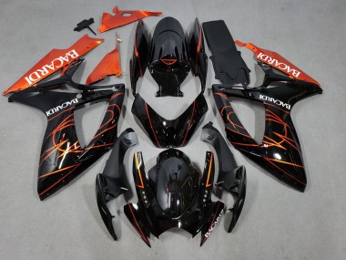 Bacardi Noir & Orange 06-07 Suzuki GSXR 600-750 Carénage Moto