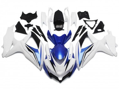 Blanc Brillant Avec Argent & Bleu 08-10 Suzuki GSXR 600-750 Carénage Moto