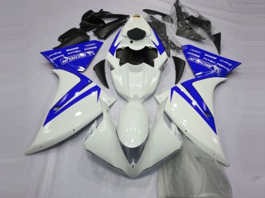 Blanc Brillant & Bleu 12-14 Yamaha R1 Carénage Moto