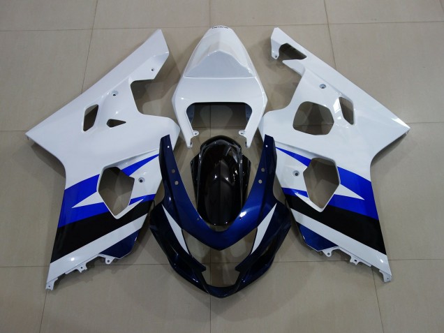 Blanc Brillant & Bleu Profond 04-05 Suzuki GSXR 600-750 Carénage Moto Blanc Brillant & Bleu Profond 04-05 Suzuki GSXR 600-750 Carénage Moto