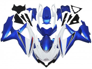 Blanc Brillant Brillant Avec Argent & Bleu 08-10 Suzuki GSXR 600-750 Carénage Moto