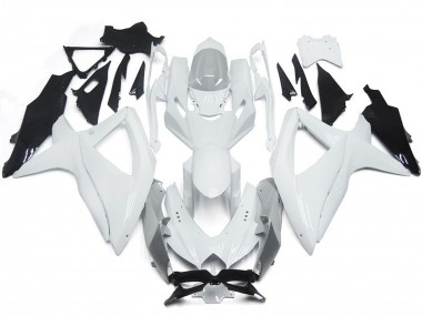 Blanc Brillant Brillant Avec De L'Argent 08-10 Suzuki GSXR 600-750 Carénage Moto
