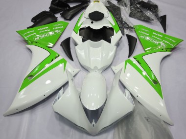 Blanc Brillant & Vert 12-14 Yamaha R1 Carénage Moto
