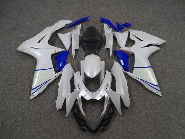 Blanc Nacré & Bleu Foncé 11-24 Suzuki GSXR 600-750 Carénage Moto