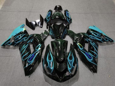 Bleu Clair Flamme 06-11 Kawasaki ZX14R Carénage Moto