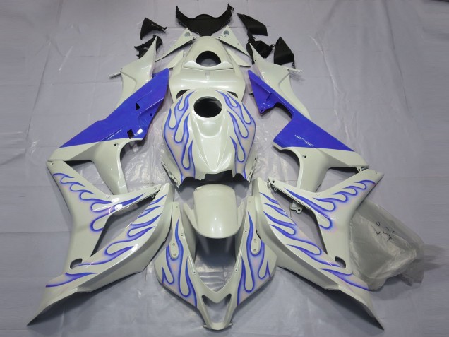 Bleu Flamme Sur Blanc 07-08 Honda CBR600RR Carénage Moto