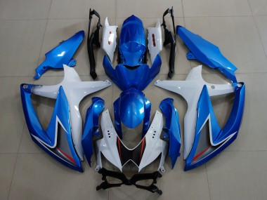 Bleu Métallisé & Blanc 08-10 Suzuki GSXR 600-750 Carénage Moto