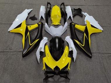 Jaune Brillant & Blanc 08-10 Suzuki GSXR 600-750 Carénage Moto