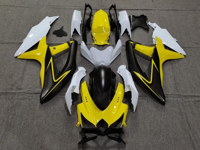 Jaune Brillant & Blanc 08-10 Suzuki GSXR 600-750 Carénage Moto Jaune Brillant & Blanc 08-10 Suzuki GSXR 600-750 Carénage Moto