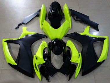 Jaune Brillant & Noir 06-07 Suzuki GSXR 600-750 Carénage Moto