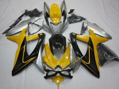 Jaune Noir & Argent 08-10 Suzuki GSXR 600-750 Carénage Moto