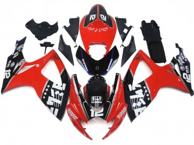 Logos Rouges & Noirs Personnalisés 06-07 Suzuki GSXR 600-750 Carénage Moto