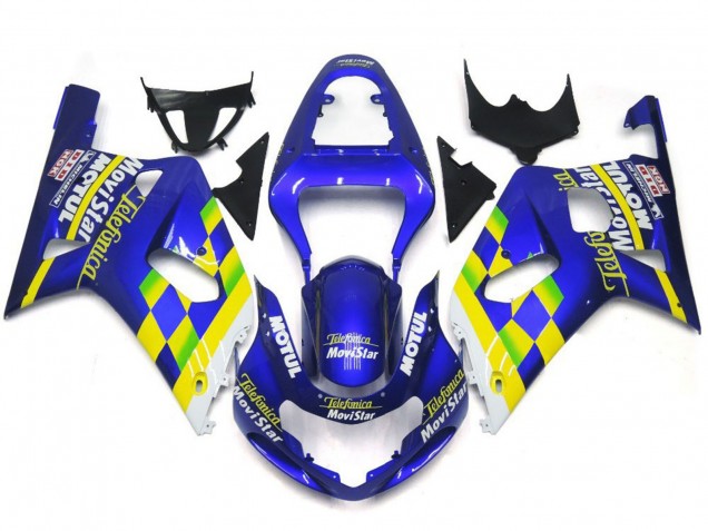 Movistar Bleu Brillant 01-03 Suzuki GSXR 600-750 Carénage Moto Movistar Bleu Brillant 01-03 Suzuki GSXR 600-750 Carénage Moto