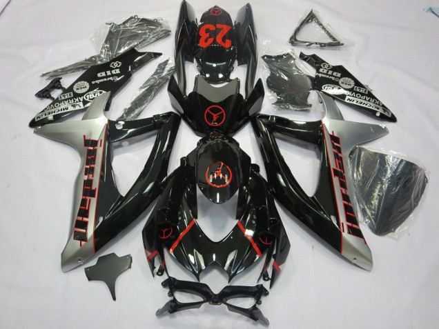 Nero Grigio Jordan 08-10 Suzuki GSXR 600-750 Carénage Moto Nero Grigio Jordan 08-10 Suzuki GSXR 600-750 Carénage Moto