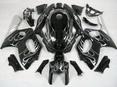 Noir & Argent Flamme 98-07 Yamaha YZF600 Carénage Moto