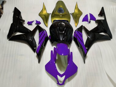 Noir Brillant Accents Violets & Dorés 07-08 Honda CBR600RR Carénage Moto