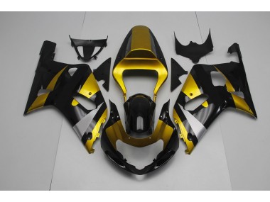 Noir Brillant & Or 01-03 Suzuki GSXR 600-750 Carénage Moto