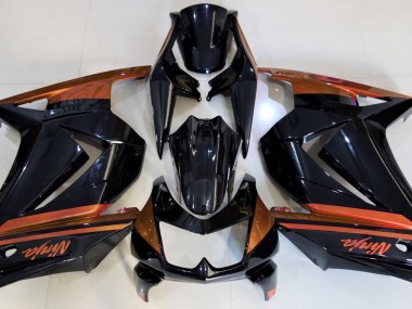Noir Brillant & Orange 08-12 Kawasaki Ninja 250 Carénage Moto