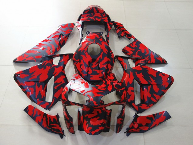 Noir Mat & Rouge Camo 03-04 Honda CBR600RR Carénage Moto Noir Mat & Rouge Camo 03-04 Honda CBR600RR Carénage Moto