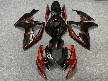 Noir & Orange Brûlé 06-07 Suzuki GSXR 600-750 Carénage Moto