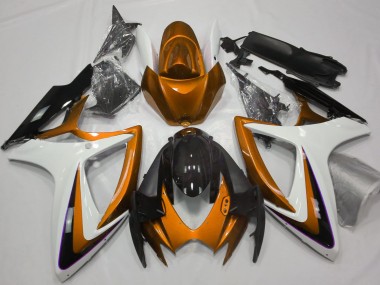 Orange & Blanc Débadgé 06-07 Suzuki GSXR 600-750 Carénage Moto