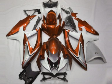 Orange Brillant & Blanc 08-10 Suzuki GSXR 600-750 Carénage Moto
