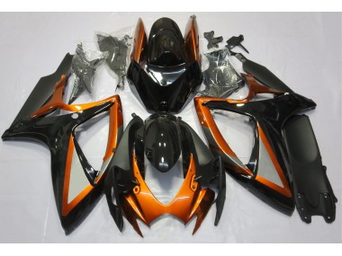 Orange Brillant & Noir 06-07 Suzuki GSXR 600-750 Carénage Moto