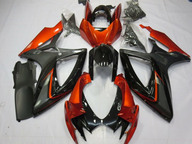 Orange Brûlé & Gris 06-07 Suzuki GSXR 600-750 Carénage Moto