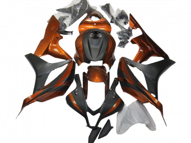 Orange Brûlé & Noir Mat 07-08 Honda CBR600RR Carénage Moto Orange Brûlé & Noir Mat 07-08 Honda CBR600RR Carénage Moto