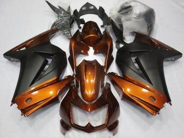 Orange & Noir Mat 08-12 Kawasaki Ninja 250 Carénage Moto