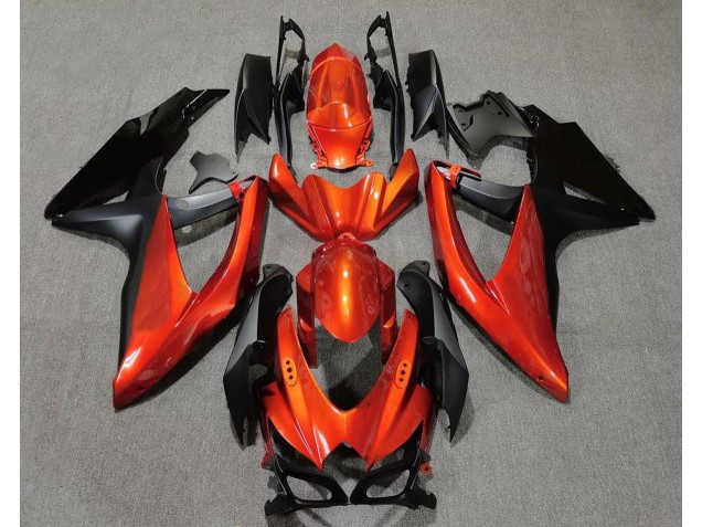 Orange Vif En Noir 08-10 Suzuki GSXR 600-750 Carénage Moto