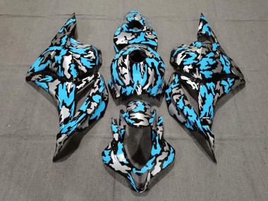 Personnalisé Bleu / Argent Camo 09-12 Honda CBR600RR Carénage Moto