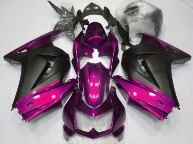 Rose & Noir Mat 08-12 Kawasaki Ninja 250 Carénage Moto