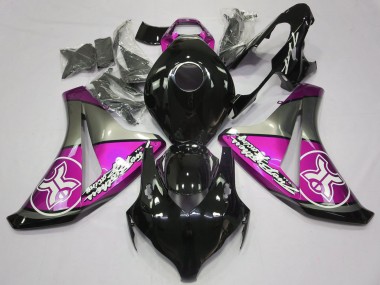 Rose Sur Noir Personnalisé 08-11 Honda CBR1000RR Carénage Moto