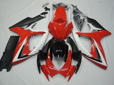 Rouge & Blanc 06-07 Suzuki GSXR 600-750 Carénage Moto