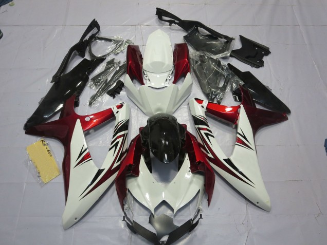 Rouge Blanc Noir 08-10 Suzuki GSXR 600-750 Carénage Moto Rouge Blanc Noir 08-10 Suzuki GSXR 600-750 Carénage Moto