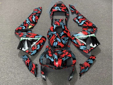 Rouge & Bleu Camo 03-04 Honda CBR600RR Carénage Moto