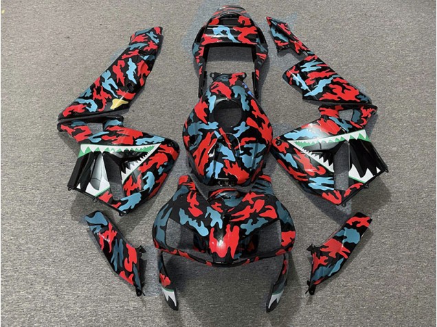 Rouge & Bleu Camo 03-04 Honda CBR600RR Carénage Moto