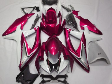 Rouge Brillant & Blanc 08-10 Suzuki GSXR 600-750 Carénage Moto