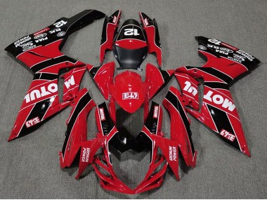 Rouge Brillant & Noir Motul 11-24 Suzuki GSXR 600-750 Carénage Moto