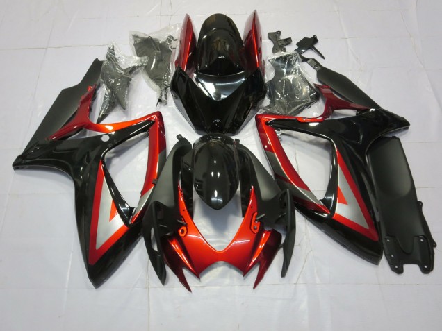 Rouge Foncé Noir 06-07 Suzuki GSXR 600-750 Carénage Moto