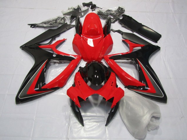 Rouge Noir & Gris 06-07 Suzuki GSXR 600-750 Carénage Moto Rouge Noir & Gris 06-07 Suzuki GSXR 600-750 Carénage Moto