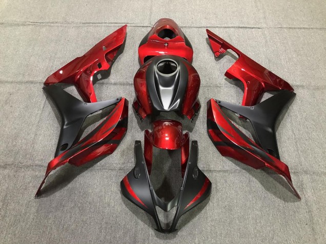 Rouge Profond & Noir Mat 07-08 Honda CBR600RR Carénage Moto Rouge Profond & Noir Mat 07-08 Honda CBR600RR Carénage Moto