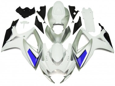 Style Argenté Blanc & Bleu Brillant 06-07 Suzuki GSXR 600-750 Carénage Moto