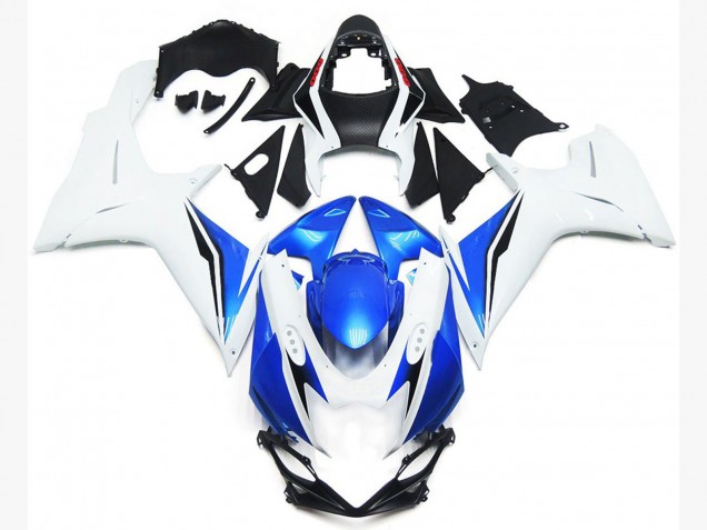 Style Blanc Brillant & Bleu 11-24 Suzuki GSXR 600-750 Carénage Moto Style Blanc Brillant & Bleu 11-24 Suzuki GSXR 600-750 Carénage Moto
